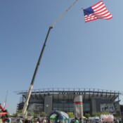 Thackray Crane - Lincoln Financial Field American Flag Raised