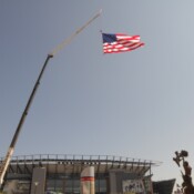 Thackray Crane - Lincoln Financial Field American Flag Raised
