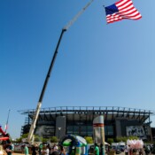 Thackray Crane - 94.1 WIP Sports Radio Tailgate With American Flag
