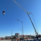 Thackray Crane Phillies Letters Installation for Phanvision Scoreboard